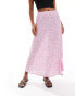 Фото #4 товара Pieces Petite side slit midi skirt in pink floral