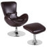 Фото #3 товара Egg Series Brown Leather Side Reception Chair With Ottoman
