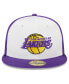 Фото #2 товара Men's White Los Angeles Lakers Throwback Satin 59FIFTY Fitted Hat