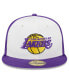 ფოტო #2 პროდუქტის Men's White Los Angeles Lakers Throwback Satin 59FIFTY Fitted Hat