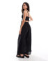 Pretty Lavish linen blend cut-out maxi dress in black