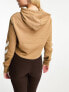 Hummel Cropped brush back hoodie in camel