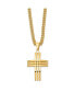 Фото #3 товара Chisel brushed Yellow IP-plated Cross Pendant Curb Chain Necklace