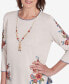 Harvest Moon Women's Paisley Floral Top with Detachable Necklace