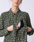 ფოტო #4 პროდუქტის Women's Khaki Polka Dot Maternity and Nursing Shirt Dress