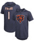 Фото #2 товара Men's Justin Fields Navy Chicago Bears Player Name Number Tri-Blend Short Sleeve Hoodie T-shirt