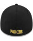 Men's Black Green Bay Packers Flawless Stripe 39THIRTY Flex Hat