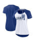 ფოტო #1 პროდუქტის Women's White, Royal New York Giants Back Slit Lightweight Fashion T-shirt