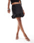 Фото #2 товара YAS satin mini skirt with pick up hem detail in black