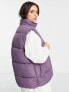 Monki padded gilet in black and purple colourblock