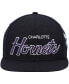 Men's Black Charlotte Hornets Hardwood Classics Script 2.0 Snapback Hat Черный - фото #3