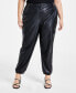 ფოტო #4 პროდუქტის Trendy Plus Size Faux-Leather Jogger Pants, Created for Macy's