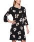 Printed Jersey Bell Sleeve A-line Dress