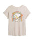 ფოტო #1 პროდუქტის Hybrid Apparel Trendy Juniors Peanuts Floral Graphic Oversized Tee