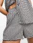 The Frolic zircon high waist shirred short co-ord in black and white textured gingham