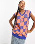 AAPE BY A BATHING APE® – Kariertes Strick-Trägertop in Blau/Orange mit Oversize-Schnitt BLAU, XXS - 38 - фото #1