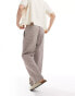 ASOS DESIGN relaxed linen trousers in brown and white gingham