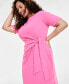 Фото #3 товара Trendy Plus Size Side-Tie Knit Midi Dress, Created for Macy's