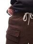 Topman zip double cargo pocket short in brown