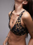 Topshop mix and match twist front bikini top in leopard print