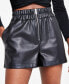 Фото #3 товара Women's High Rise Zipper Faux Leather Shorts, Created for Macy's