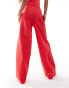 Фото #5 товара Kaiia linen look tailored wide leg trouser co-ord in red