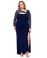 ფოტო #1 პროდუქტის Plus Size Glitter-Sleeve Sheath Dress