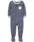 Фото #2 товара Toddler 1-Piece Striped Snug Fit Cotton Footie Pajamas 5T