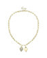 ფოტო #1 პროდუქტის 14k Gold Plated Cubic Zirconia Double Heart Pendant Cable Chain Adjustable Necklace