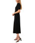 Фото #4 товара Petite V-Neck Short-Sleeve Belted Jersey Midi Dress