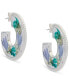ფოტო #3 პროდუქტის Silver-Tone Pressed Flower Medium Open Hoop Earrings, 1.35"
