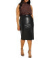 Plus Size Faux Leather Column Midi Skirt - 28, Black