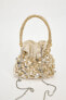 Beaded mini bucket bag