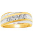 Men's Diamond Two-Tone Swirl Ring (1/10 ct. t.w.) in Sterling Silver & 18k Gold-Plate