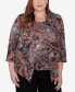 Фото #1 товара Plus Size Classic Metallic Paisley Two In One Top With Necklace