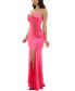 Фото #3 товара Juniors' Notch-Neck Satin Leg-Slit Gown