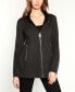 Black Label Women's Faux-Leather Collared Sweater Jacket