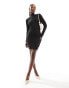 In The Style knitted high neck bodycon mini dress in black