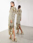 ASOS EDITION stacked multi sequin long sleeve column midaxi dress in gold