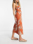 RVCA Billy maxi beach summer dress in brown multi print