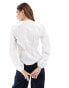 Фото #3 товара ASOS DESIGN long sleeve pinktuck blouse with tie front detail in white