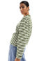 Mango stripe sweatshirt in white and green