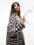 Topshop longline coat in mono check