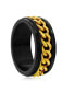 Stainless Steel Gold Curb Link Ring - Black Plated