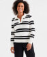 Women's Striped Johnny-Collar Sweater, Created for Macy's