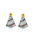 Holiday Golden Star Winter Red Green Cubic Zirconia CZ Sparkly Christmas Tree Stud Earrings For Women Teens