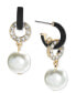 ფოტო #1 პროდუქტის Gold-Tone Pavé Ring & Imitation Pearl Charm C-Hoop Earrings, Created for Macy's