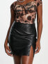 Фото #1 товара Noisy May notch front faux leather mini skirt in black