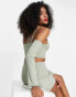 Extro & Vert structured crop with detachable sleeves in sage co-ord