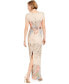 Women's Floral-Print Short Sleeve Column Gown